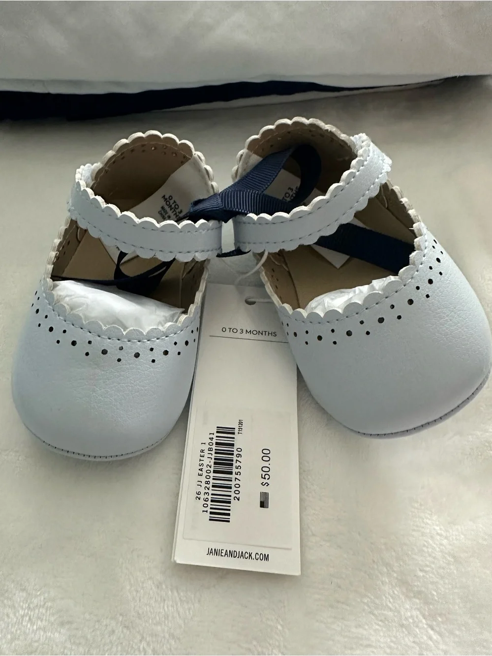Janie and Jack Light Blue Scalloped Mary Jane Baby Shoes